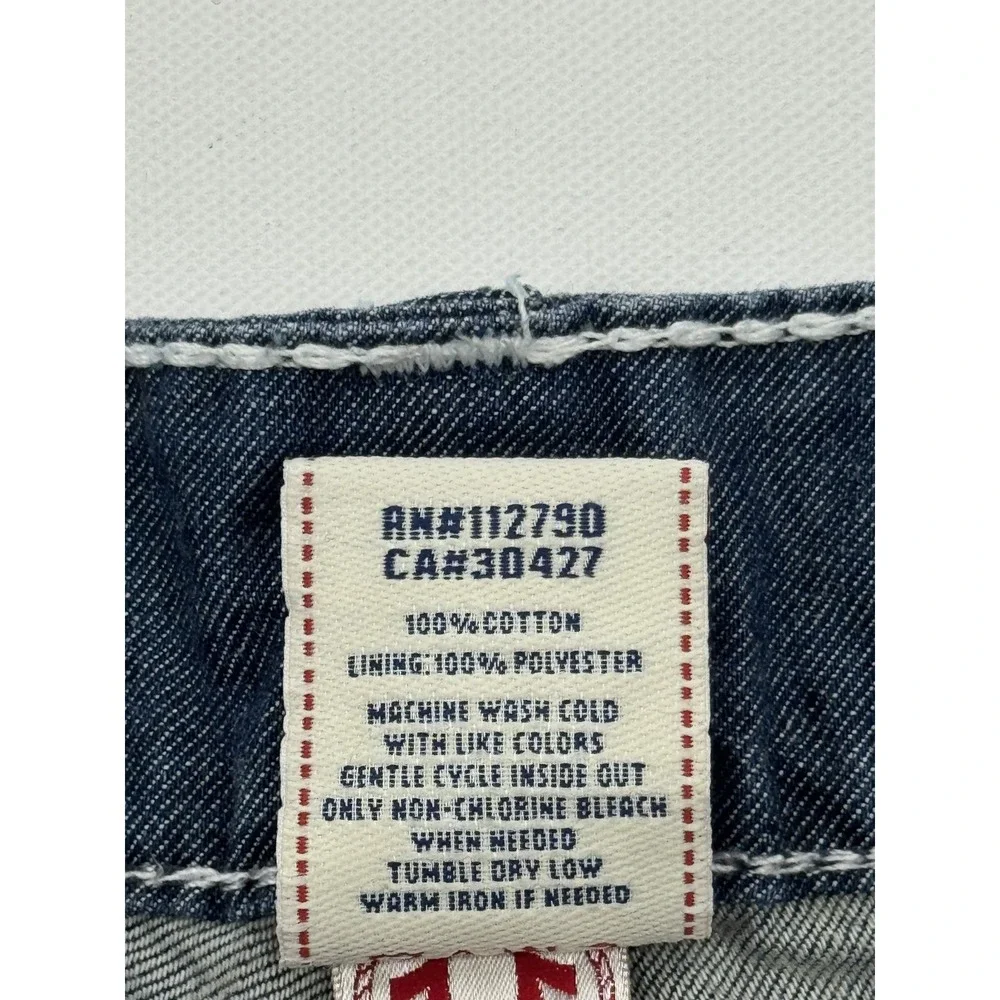 True Religion Surf Board Shorts Men's Size 34 Blue Denim Swim Trunks Y2K